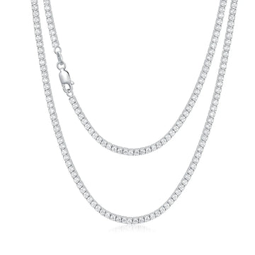 Vv- Heritage and Honor Collection: 1970s Tennis Legend-Inspired Sterling Silver Cubic Zirconia Chain Necklace - vannveld