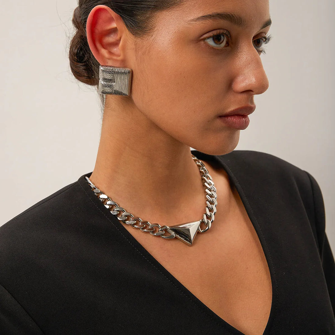 Vv- Heritage and Honor Collection: Lafayette Alliance 18K Gold-Accented Triangle Pendant, French-American Legacy - vannveld