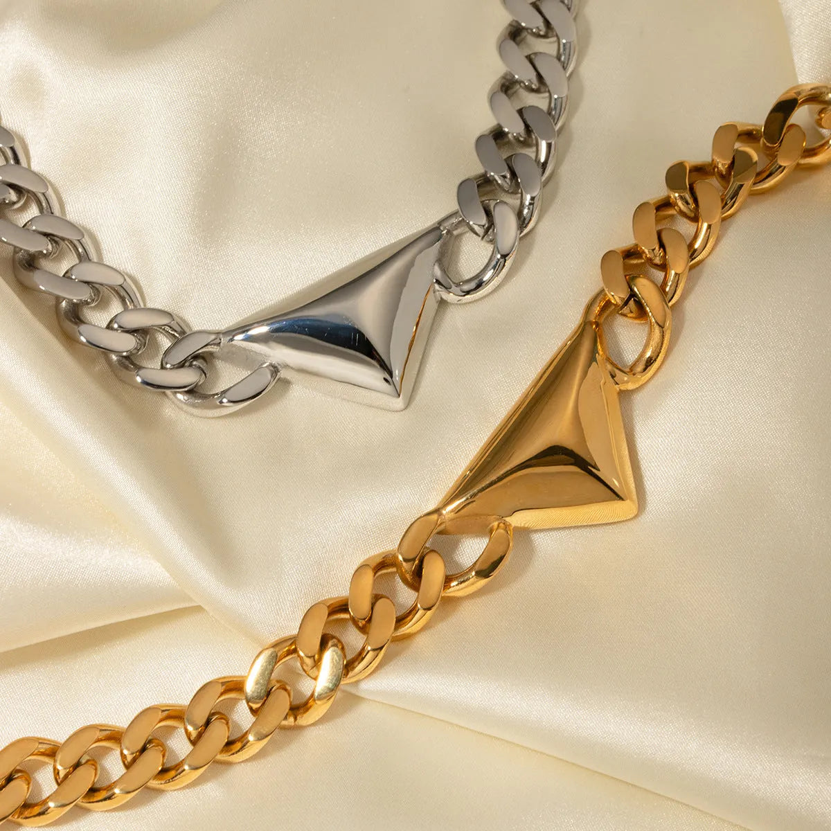 Vv- Heritage and Honor Collection: Lafayette Alliance 18K Gold-Accented Triangle Pendant, French-American Legacy - vannveld