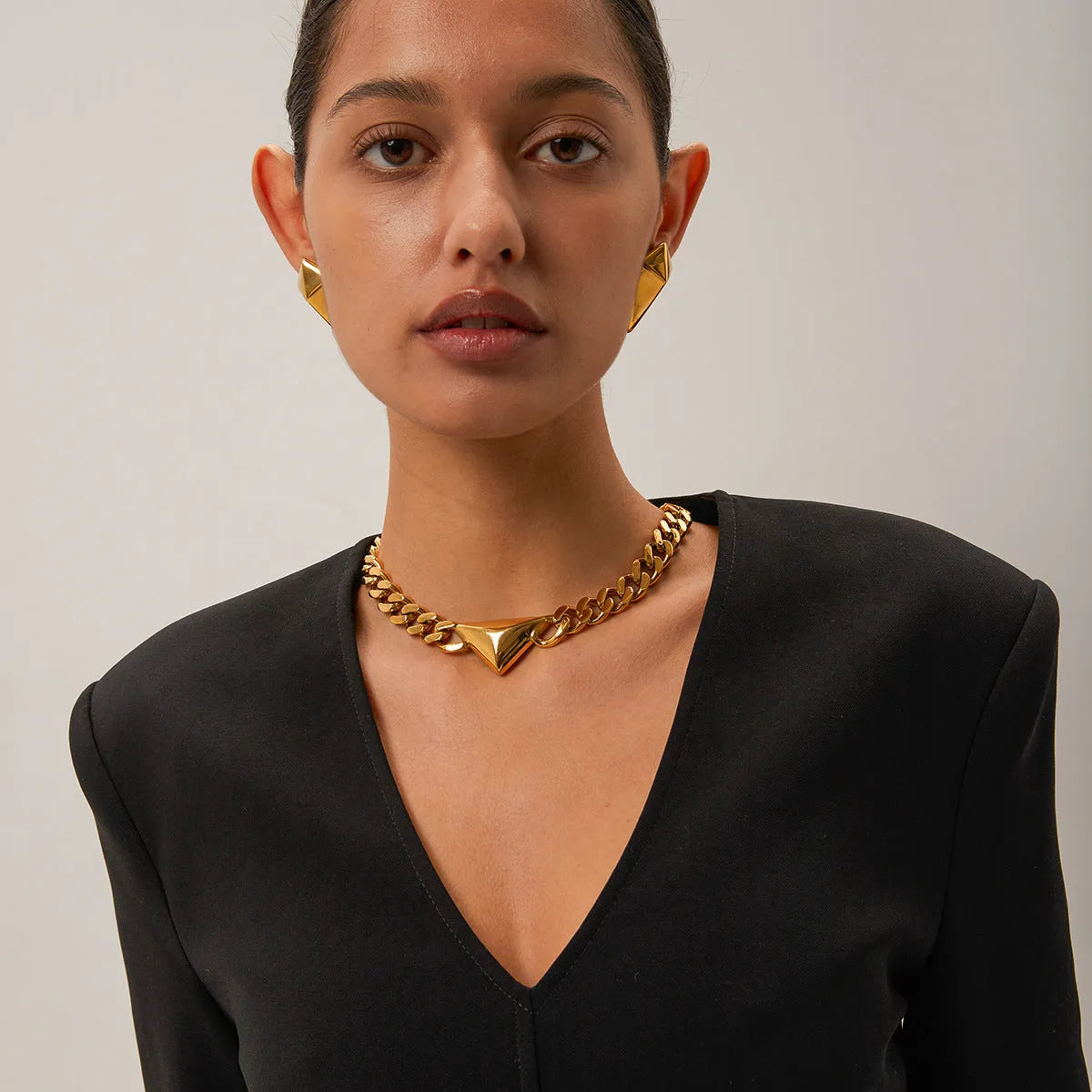 Vv- Heritage and Honor Collection: Lafayette Alliance 18K Gold-Accented Triangle Pendant, French-American Legacy - vannveld