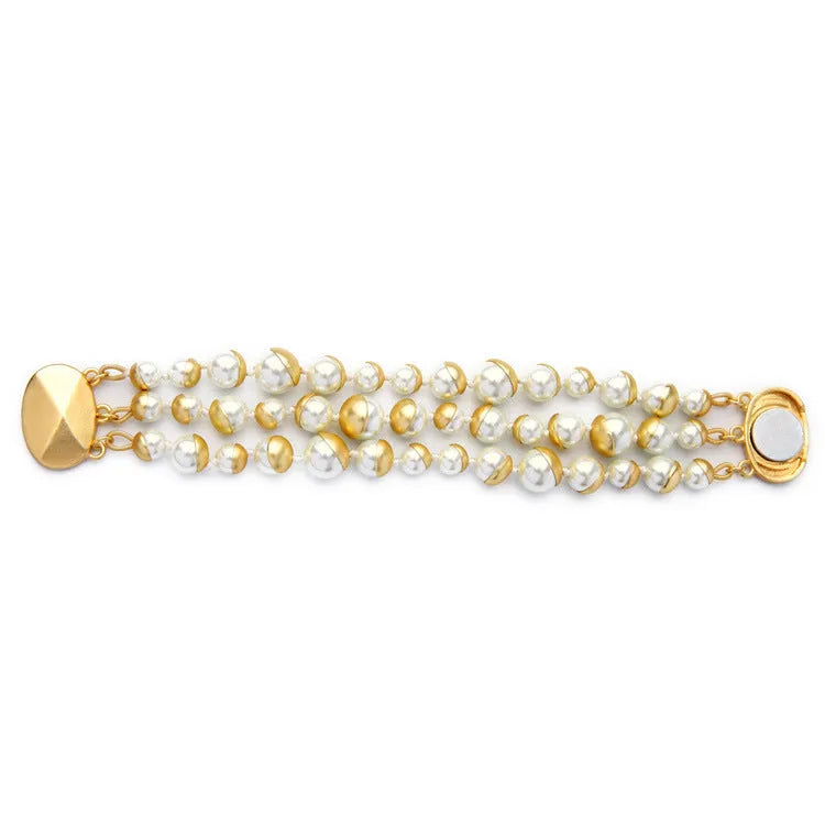 Vv- Information Age Collection: Digital Era Elegance Multi-Layer Pearl Bracelet Fusing Millennium Grace - vannveld
