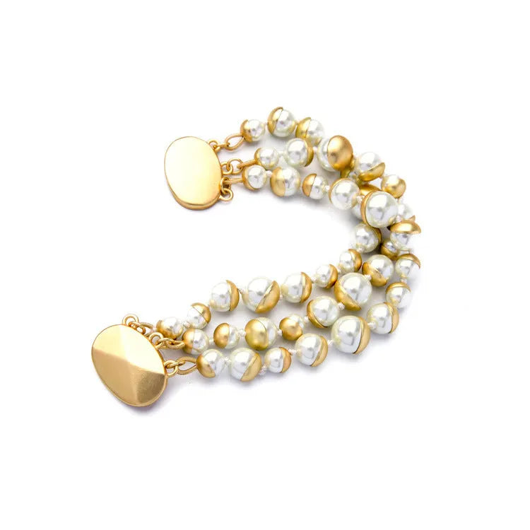 Vv- Information Age Collection: Digital Era Elegance Multi-Layer Pearl Bracelet Fusing Millennium Grace - vannveld