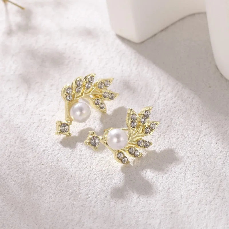 Vv- Information Age Collection: Digital Era Inspired Pearl Branch Earrings with Precision-Crafted Leaves - vannveld
