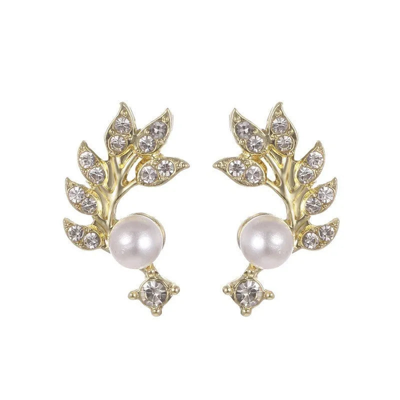 Vv- Information Age Collection: Digital Era Inspired Pearl Branch Earrings with Precision-Crafted Leaves - vannveld