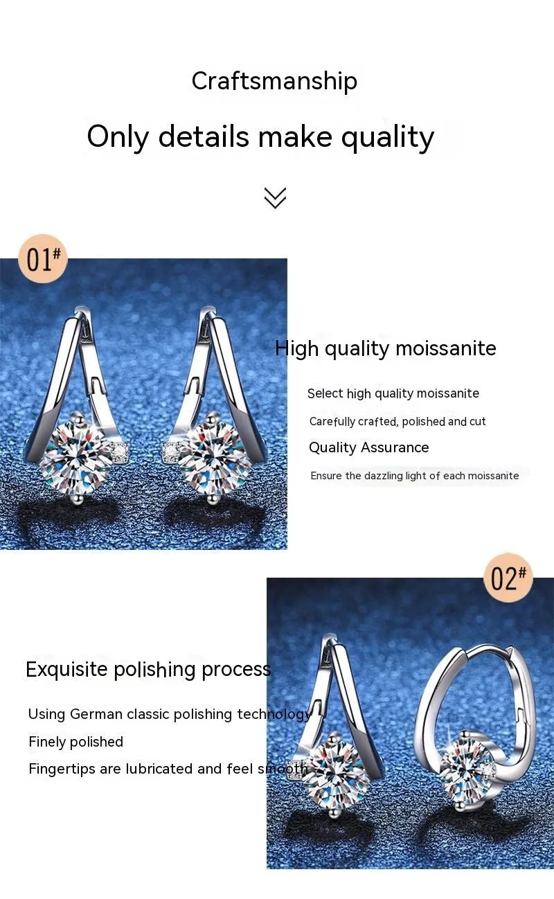 Vv- Modern Era Collection: S925 Sterling Silver earrings in two different Gems: 1 Carat Moissanite or 6mm High Lab-Diamond - vannveld
