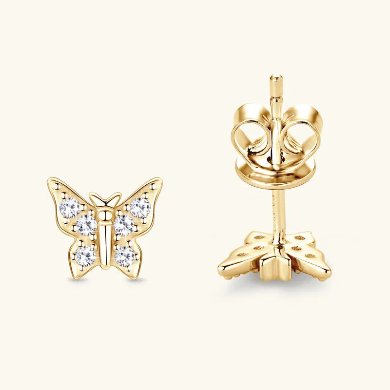 Vv- Modern Era Collection: Space-Age Precision Engineering Butterfly Moissanite-Diamond Gold Statement Earrings - vannveld