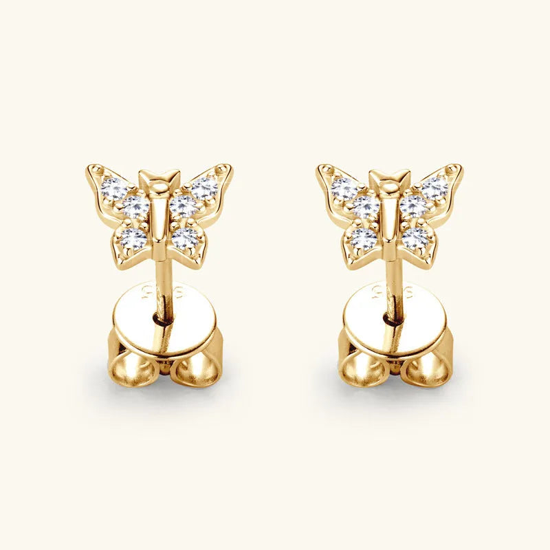 Vv- Modern Era Collection: Space-Age Precision Engineering Butterfly Moissanite-Diamond Gold Statement Earrings - vannveld