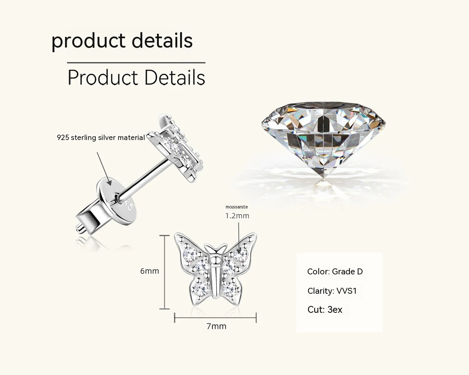 Vv- Modern Era Collection: Space-Age Precision Engineering Butterfly Moissanite-Diamond Gold Statement Earrings - vannveld