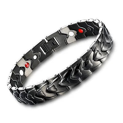 Vv- Modern Era Collection: Space Age Titanium Steel Heart Bracelet with Precision Magnetic Closure - vannveld