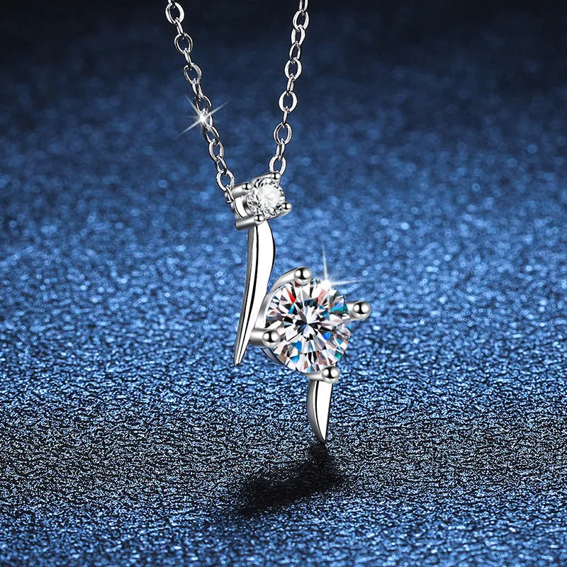 Vv- Space Age Collection: Celestial Triumph - Chose your brilliance: 1 Karat Moissanite or 1 Lab Diamond. All in a S925 Sterling Silver Necklace Clavicle Chain - vannveld