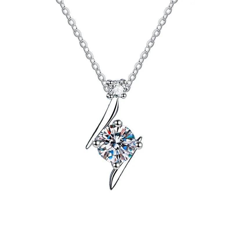 Vv- Space Age Collection: Celestial Triumph - Chose your brilliance: 1 Karat Moissanite or 1 Lab Diamond. All in a S925 Sterling Silver Necklace Clavicle Chain - vannveld