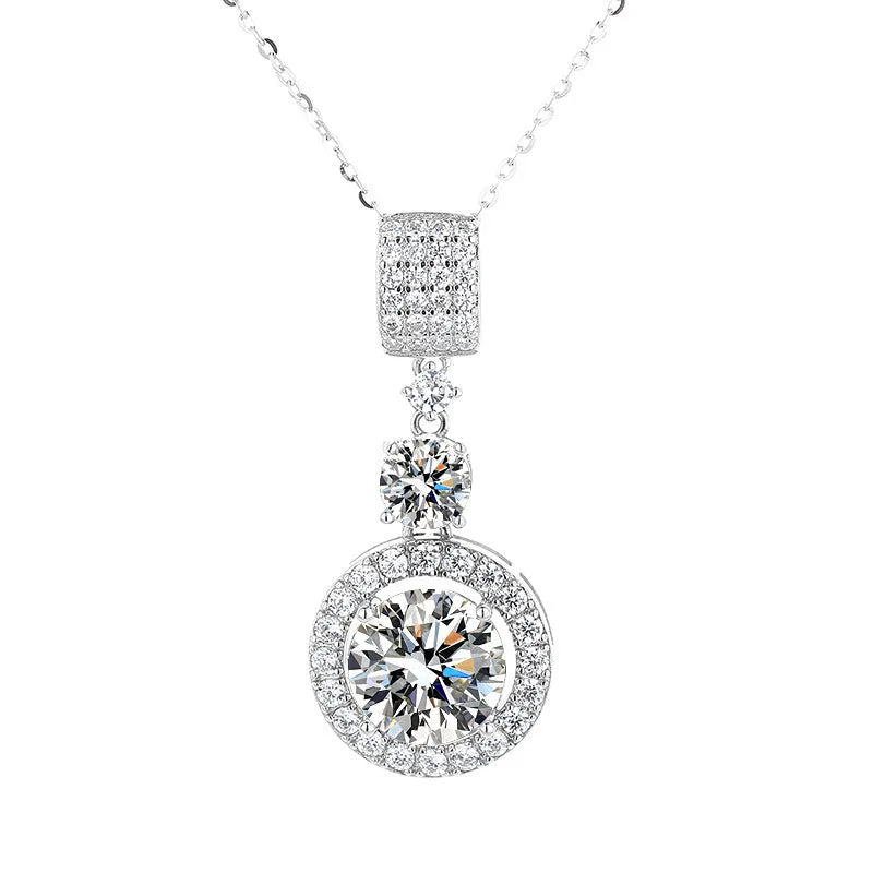 Vv- Space Age Collection: Friendship 7 Orbit-Inspired Sterling Silver Moissanite Celestial Drop Necklace - vannveld