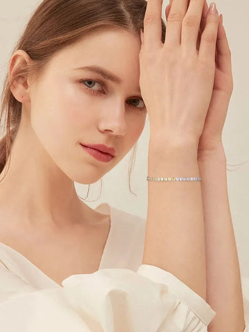 Vv- Space Age Collection: Gemini Missions Two-Tone S925 Sterling Silver Celestial Path Zircon Bracelet - vannveld