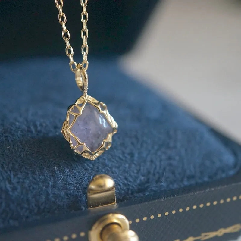 Vv- Space Age Collection: Mercury-6 Orbit Inspired Dual Amethyst Feldspar Silver-Gold Celestial Chain - vannveld