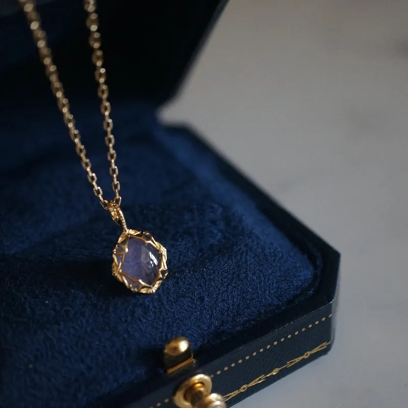 Vv- Space Age Collection: Mercury-6 Orbit Inspired Dual Amethyst Feldspar Silver-Gold Celestial Chain - vannveld