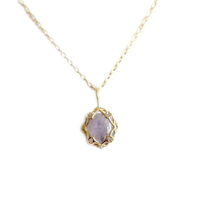 Vv- Space Age Collection: Mercury-6 Orbit Inspired Dual Amethyst Feldspar Silver-Gold Celestial Chain - vannveld