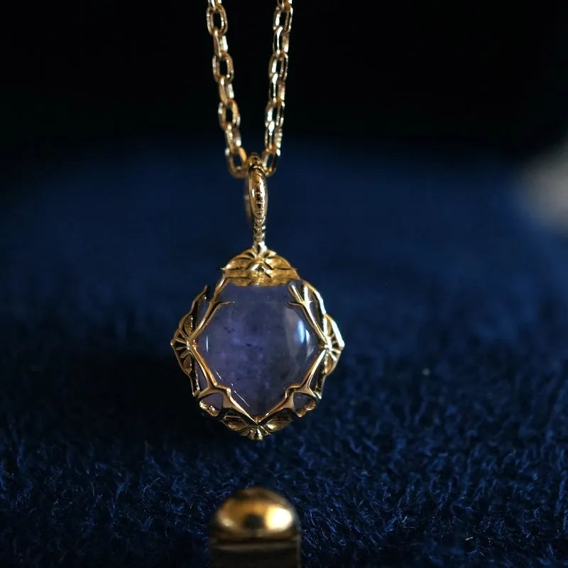 Vv- Space Age Collection: Mercury-6 Orbit Inspired Dual Amethyst Feldspar Silver-Gold Celestial Chain - vannveld