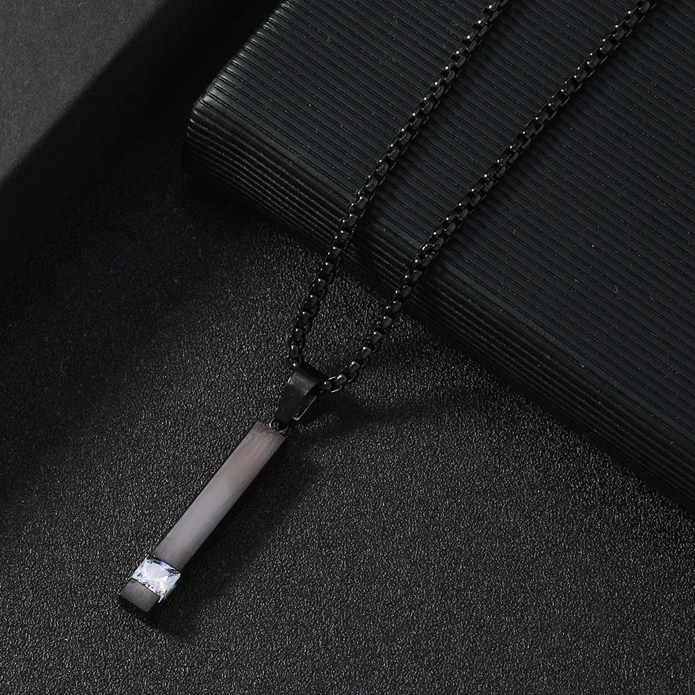 Vv- Space Age Collection: Mercury Capsule-Inspired Square Zircon Steel Necklace, Gleaming Like Glenn's 1962 Starlight - vannveld