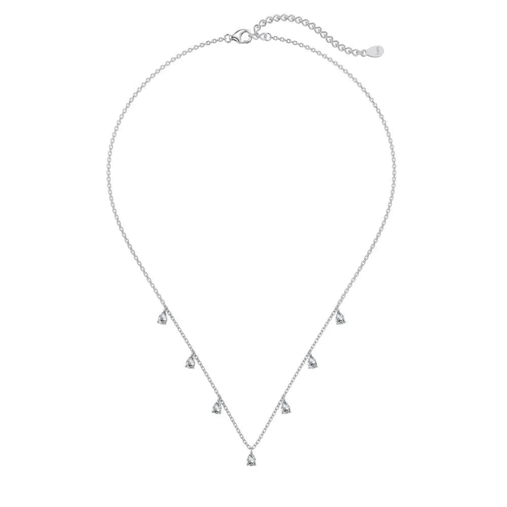 Vv- Space Age Collection: Mercury-Inspired S925 Silver Teardrop Pendant, 1961 Spacecraft Silhouette Zircon Necklace - vannveld