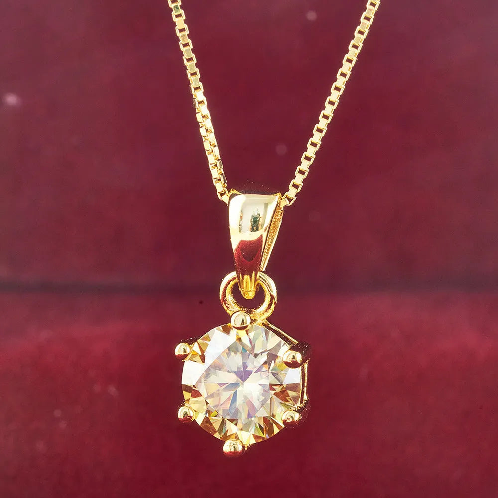 Vv- Space Age Collection: Solar Observatory 1962 Inspired Pure Silver Yellow Moissanite Celestial Necklace - vannveld