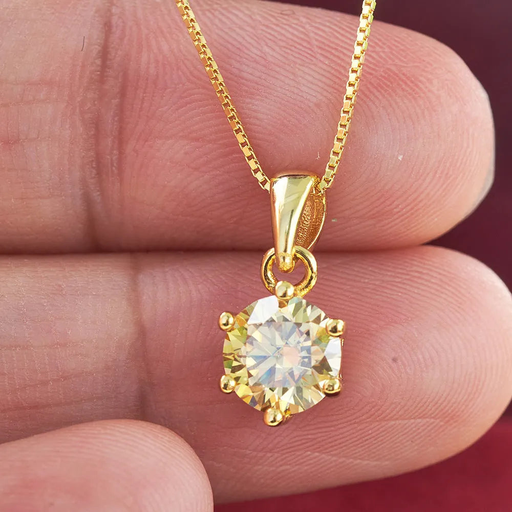 Vv- Space Age Collection: Solar Observatory 1962 Inspired Pure Silver Yellow Moissanite Celestial Necklace - vannveld