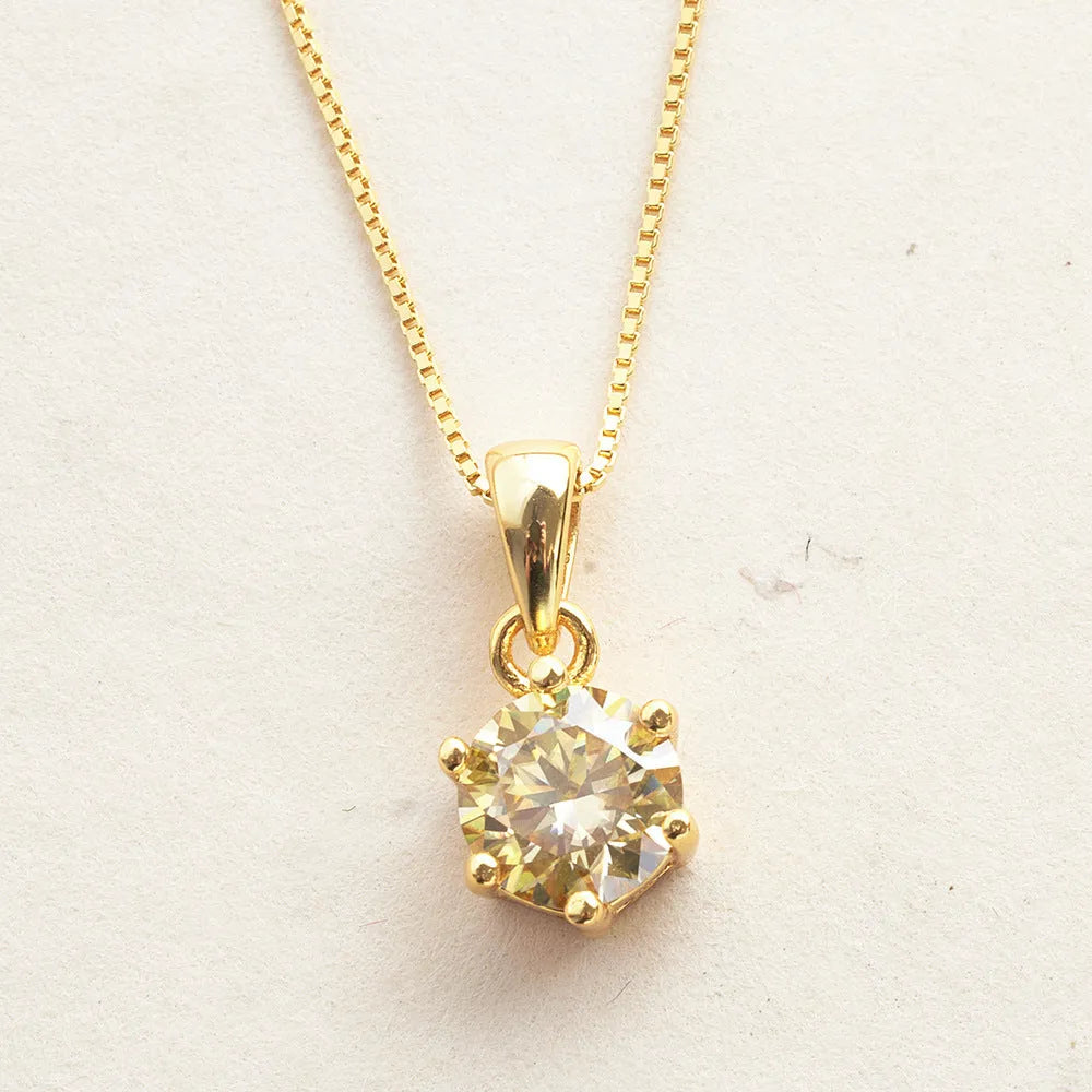 Vv- Space Age Collection: Solar Observatory 1962 Inspired Pure Silver Yellow Moissanite Celestial Necklace - vannveld