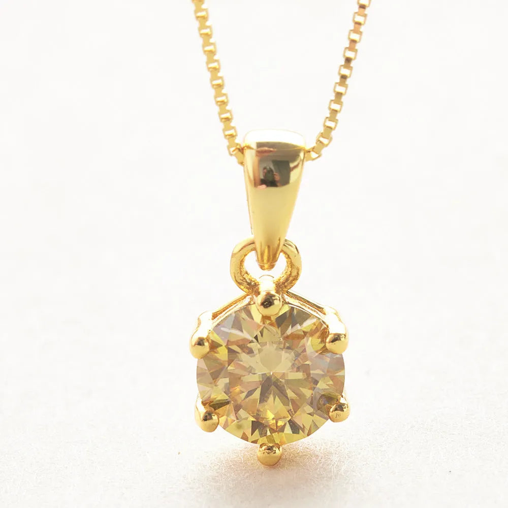 Vv- Space Age Collection: Solar Observatory 1962 Inspired Pure Silver Yellow Moissanite Celestial Necklace - vannveld