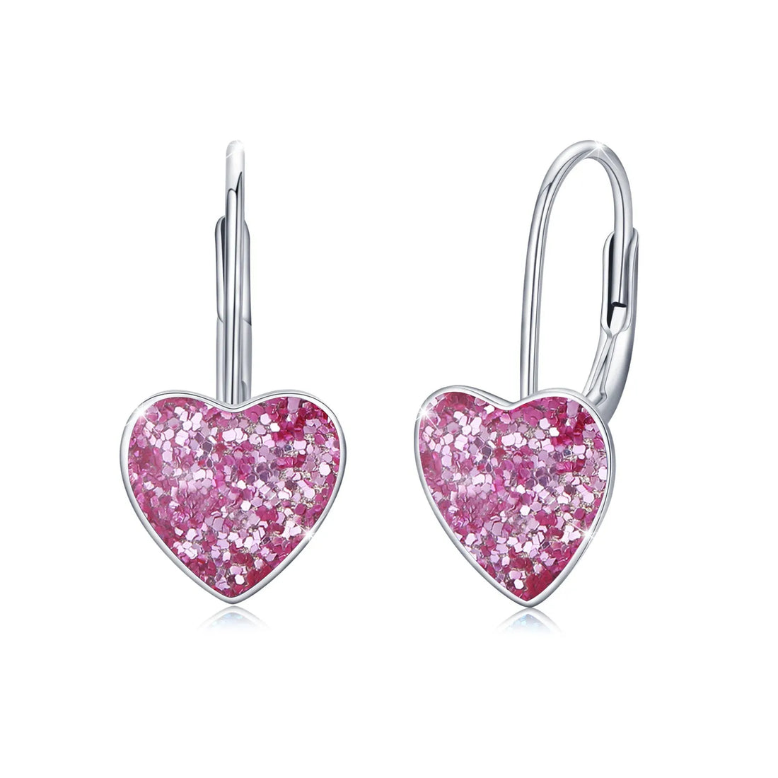 Vv- Space Age Collection: Stellar Heart Orbits - 925 Silver 10mm Dangle Hoop Earrings - vannveld