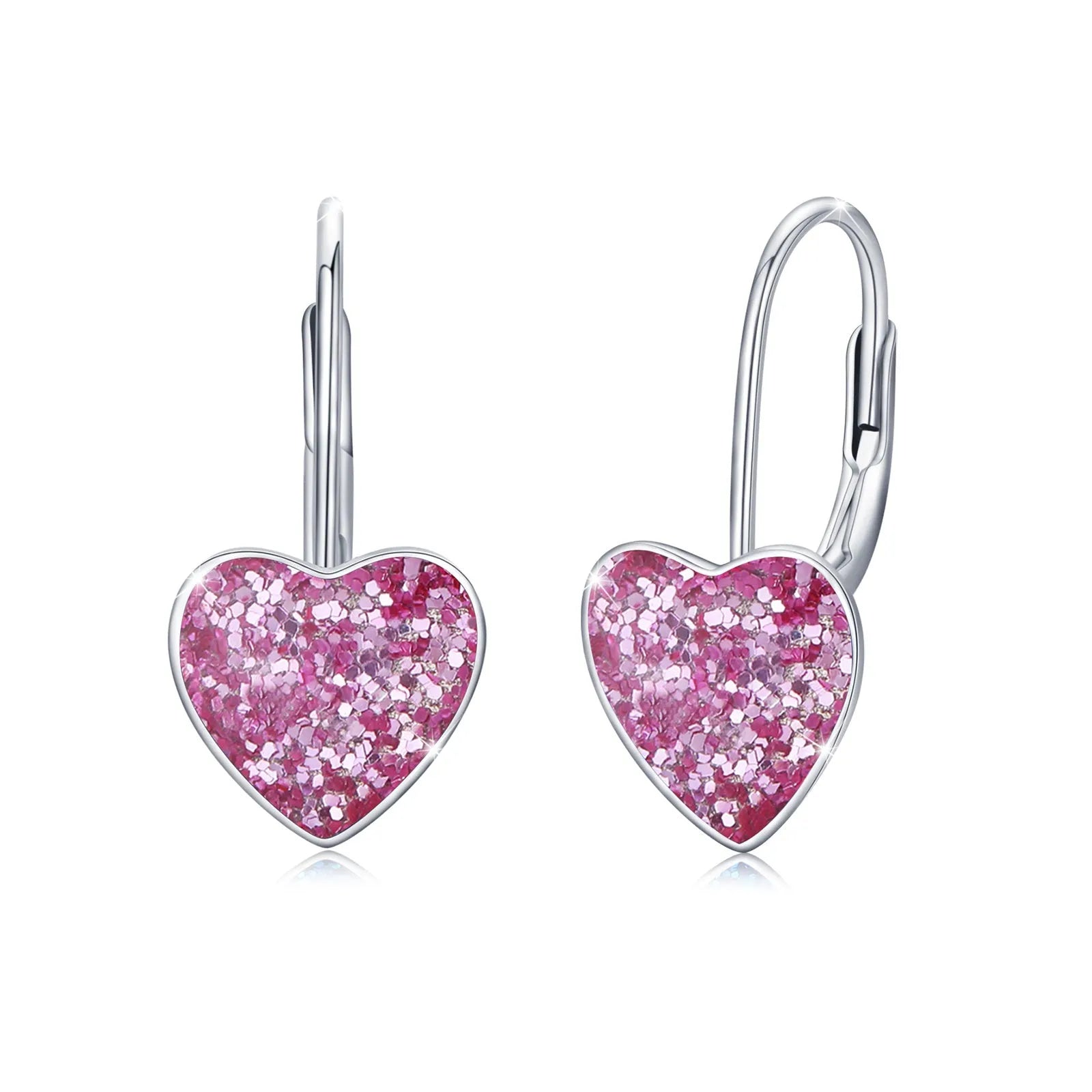 Vv- Space Age Collection: Stellar Heart Orbits - 925 Silver 10mm Dangle Hoop Earrings - vannveld