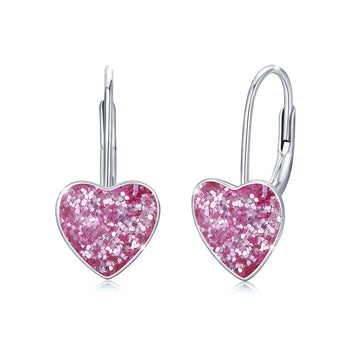 Vv- Space Age Collection: Stellar Heart Orbits - 925 Silver 10mm Dangle Hoop Earrings - vannveld
