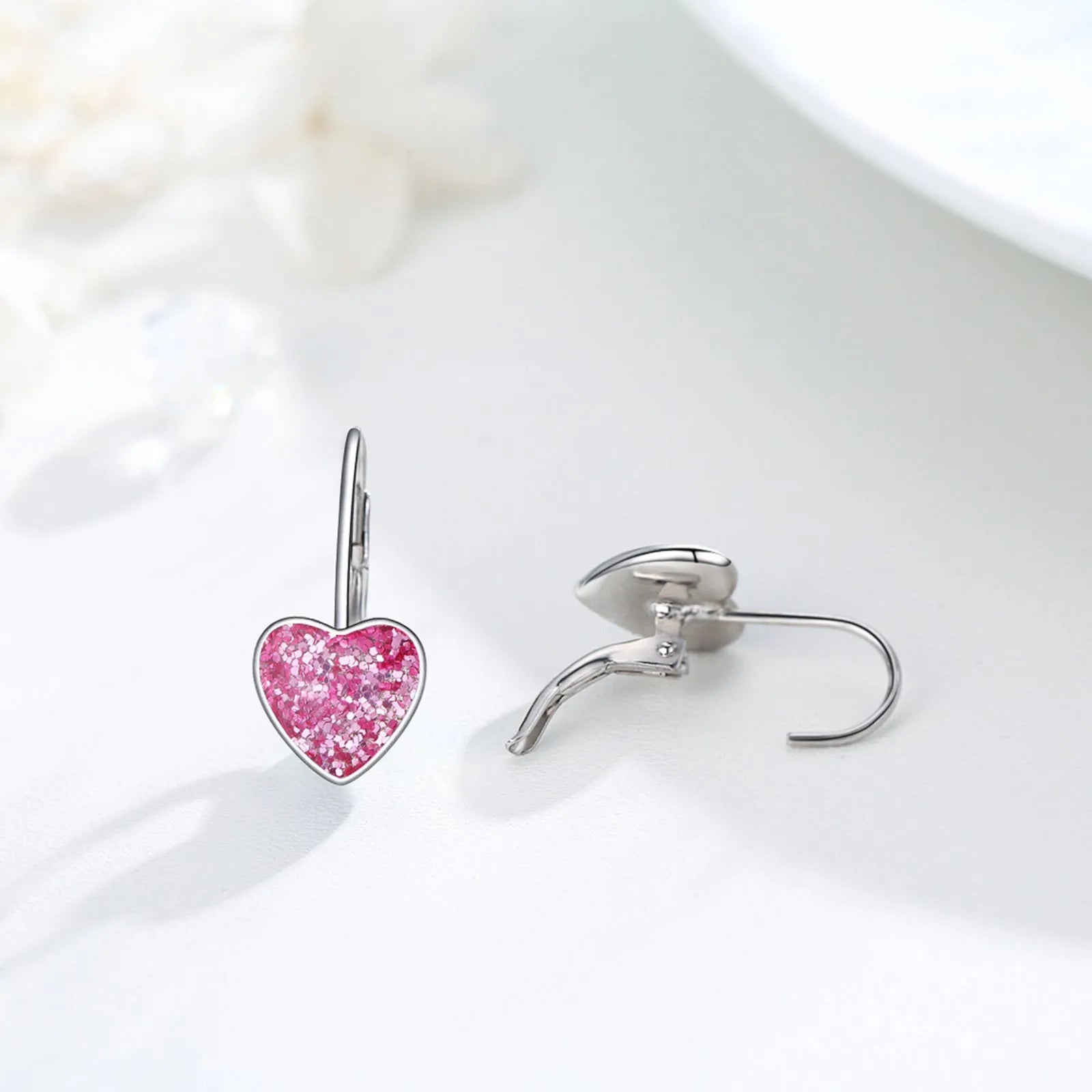 Vv- Space Age Collection: Stellar Heart Orbits - 925 Silver 10mm Dangle Hoop Earrings - vannveld
