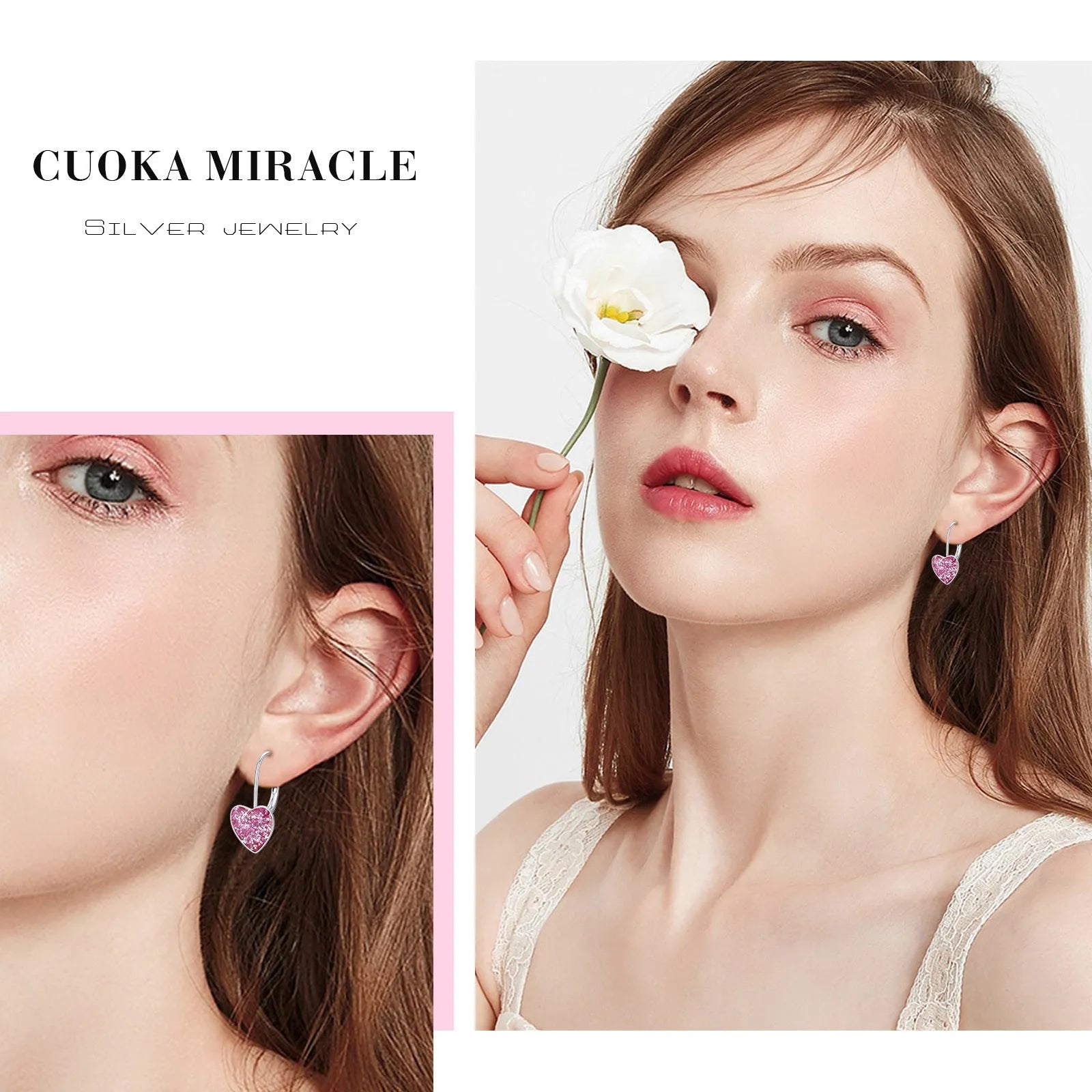 Vv- Space Age Collection: Stellar Heart Orbits - 925 Silver 10mm Dangle Hoop Earrings - vannveld