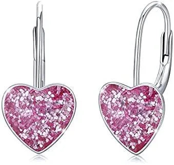 Vv- Space Age Collection: Stellar Heart Orbits - 925 Silver 10mm Dangle Hoop Earrings - vannveld
