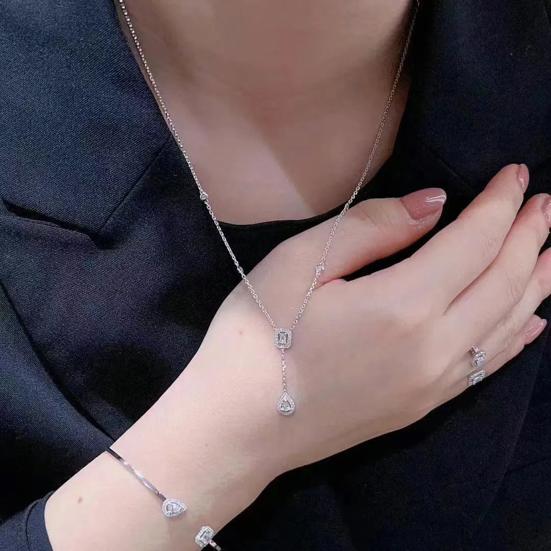 Vv- The American Diamond Collection -Lab Diamond: Gilded Age Elegance Meets Modern Innovation In Water Drop Rose Gold Necklace - vannveld