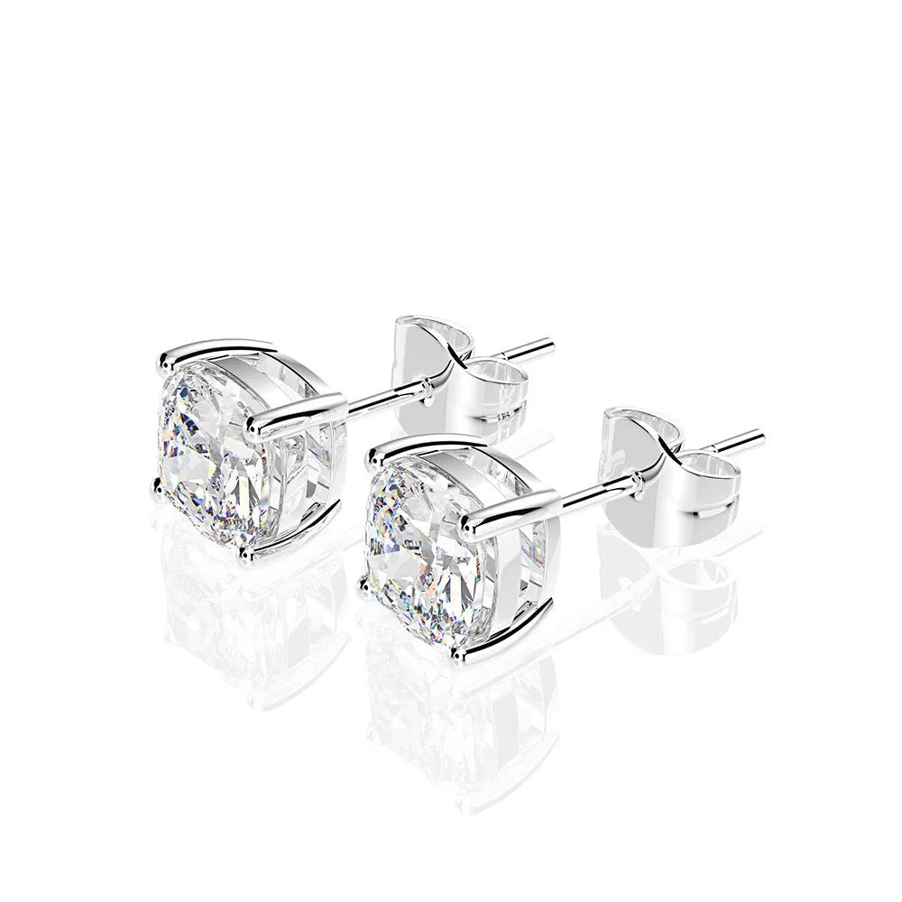 Vv- The American Diamond Collection -Lab Diamond: Industrial Revolution Precision Meets Sterling Silver Cushion Cut Excellence in a pair of Earrings - vannveld