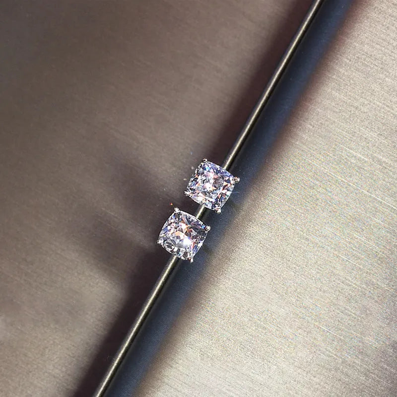Vv- The American Diamond Collection -Lab Diamond: Industrial Revolution Precision Meets Sterling Silver Cushion Cut Excellence in a pair of Earrings - vannveld