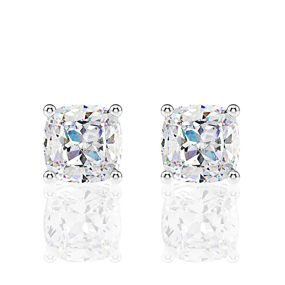 Vv- The American Diamond Collection -Lab Diamond: Industrial Revolution Precision Meets Sterling Silver Cushion Cut Excellence in a pair of Earrings - vannveld
