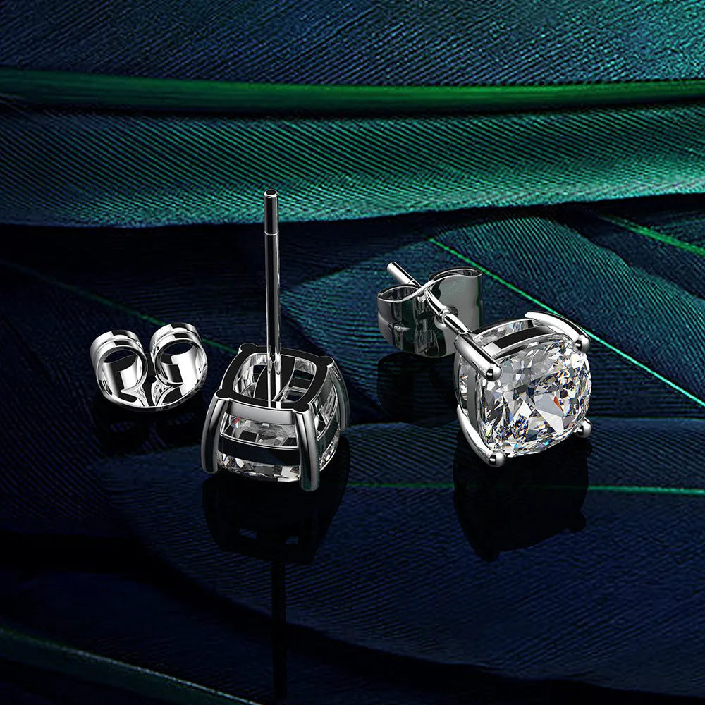 Vv- The American Diamond Collection -Lab Diamond: Industrial Revolution Precision Meets Sterling Silver Cushion Cut Excellence in a pair of Earrings - vannveld