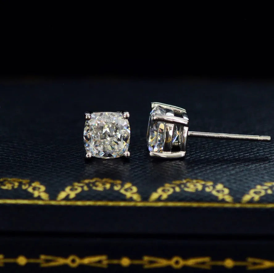 Vv- The American Diamond Collection -Lab Diamond: Industrial Revolution Precision Meets Sterling Silver Cushion Cut Excellence in a pair of Earrings - vannveld