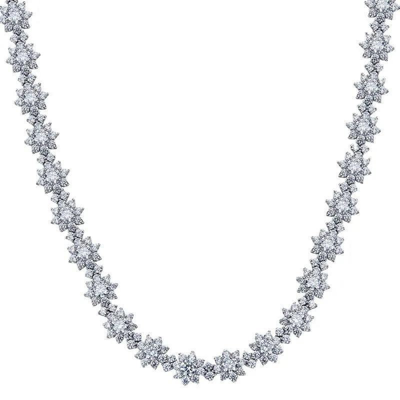Vv- The American Diamond Collection - Native American Inspired Lab Diamond Sunflower Sterling Silver Necklace - vannveld