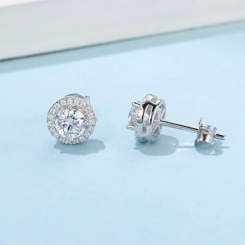 Vv- The Stellar Legacy Collection - Moissanite: Space Age Brilliance Meets Celestial Fire Silver Earrings - vannveld