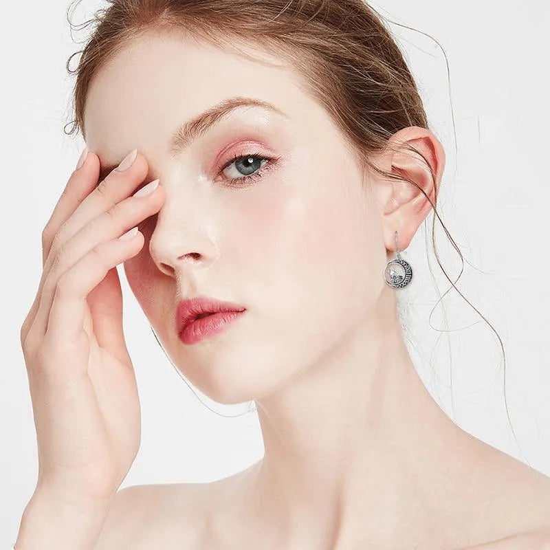 Vv- Union and Emancipation Collection: Moonlit Emancipation Dangle Earrings - Sterling Silver Wolves Howl for Liberty - vannveld