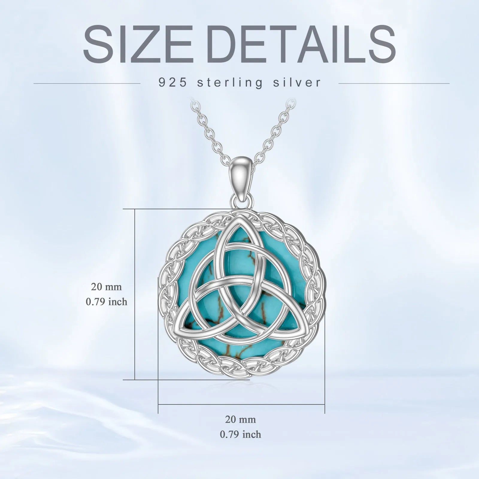 Vv- Union and Emancipation Collection: Turquoise Trinity Knot Necklace - Unveiling Freedom's Legacy in Sterling Silver - vannveld