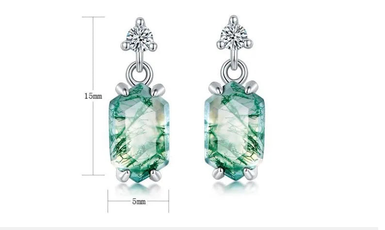 Vv- World War I and II - The Yanks Are Coming - Tribute Collection: Home Front Elegance Natural Agate Moss-Inlaid Victory Garden Earrings - vannveld